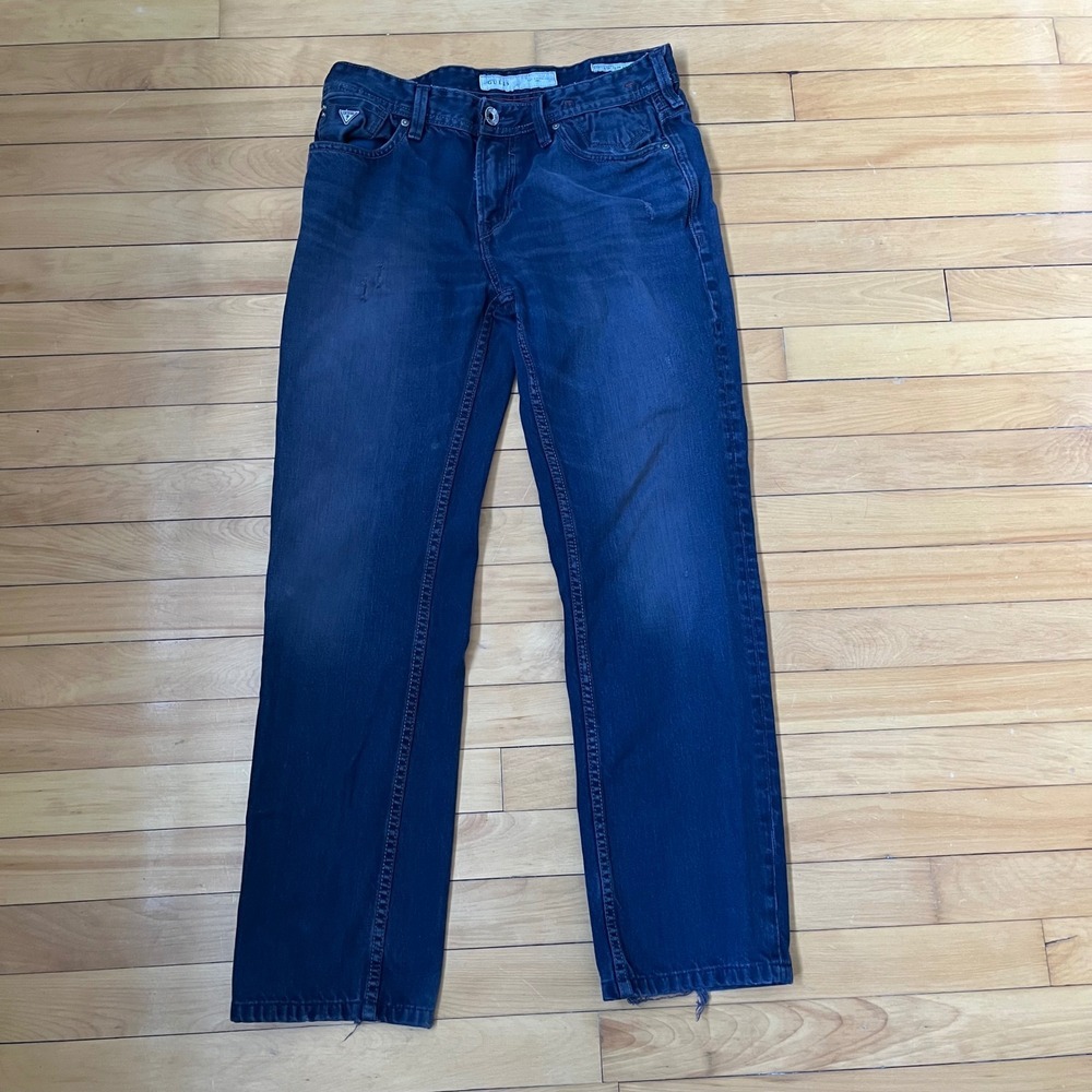 Guess Lincoln Slim Straight Jeans Mens 33 Dark Indigo Wash Denim 33x30